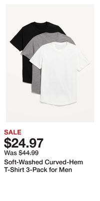 Old Navy Soft-washed curved-hem t-shirt 3-pack for men offer