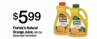 Jons International Florida's natural orange juice offer