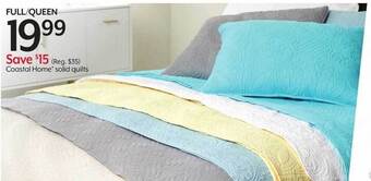Bealls Coastal home solid quilts offer
