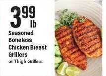 Big Y Seasoned boneless chicken breast grillers offer