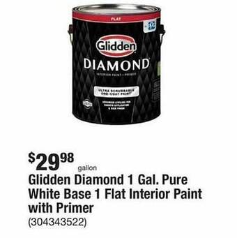 The Home Depot Glidden diamond 1 gal. pure white base 1 flat interior paint with primer offer