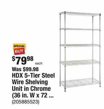 The Home Depot Hdx 5-tier steel wire shelving unit in chrome offer