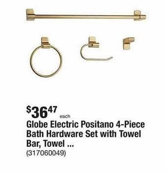 The Home Depot Globe electric positano 4-piece bath hardware set with towel bar, towel offer