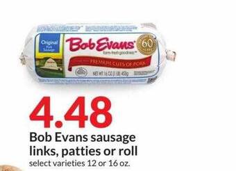 Hy-Vee Bob evans sausage links, patties or roll offer