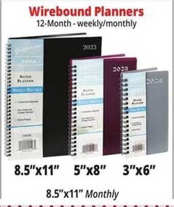 Ocean State Job Lot Wirebound planners offer