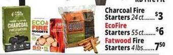 Ocean State Job Lot Charcoal fire starters, ecofire starters, fatwood fire starters offer