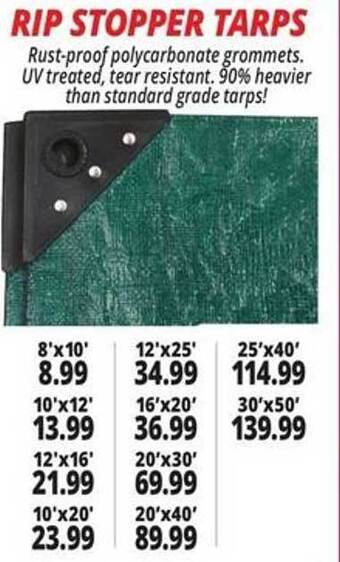 Ocean State Job Lot Rip stopper tarps offer
