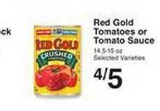 Price Chopper Red gold tomatoes or tomato sauce offer