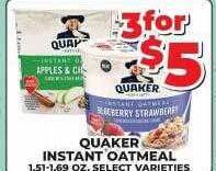Price Cutter Quaker instant oatmeal offer