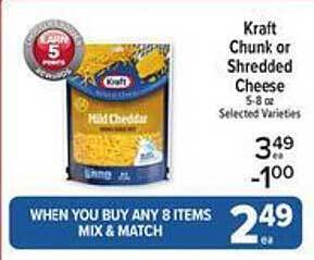 Price Chopper Kraft chunk or shredded cheese offer