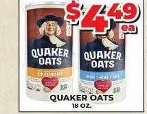 Price Cutter Quaker oats offer