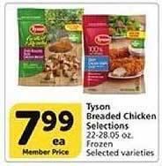 Vons Tyson breaded chicken selections offer