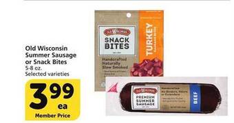 Vons Old wisconsin summer sausage or snack bites offer