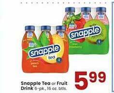 Albertsons Snapple tea or fruit drink offer