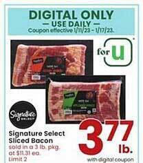 Albertsons Signature select sliced bacon offer
