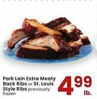 Albertsons Pork loin extra meaty back ribs or st. louis style ribs offer