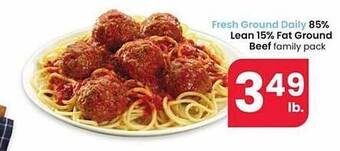 Albertsons 85% lean 15% fat ground beef offer