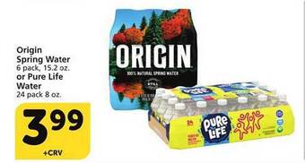 Albertsons Origin spring water or pure life water offer