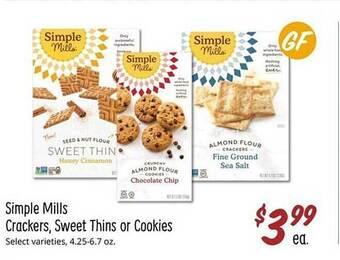 Sprouts Farmers Market Simple mills crackers, sweet thins or cookies offer