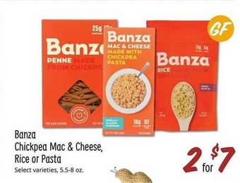 Sprouts Farmers Market Banza chickpea mac & cheese, rice or pasta offer