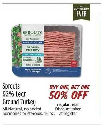 Sprouts Farmers Market Sprouts 93% lean ground turkey offer