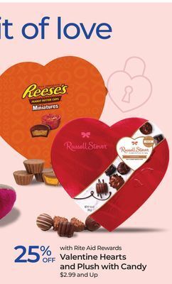 Rite Aid Valentine hearts and plush with candy offer