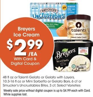 Kroger Breyers Ice Cream offer