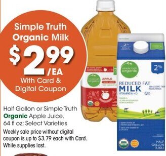 Kroger Simple Truth Organic Milk offer