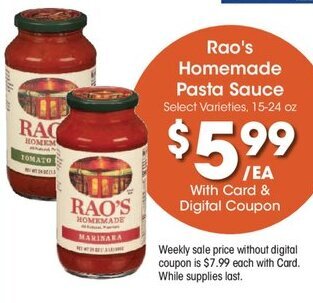 Kroger Rao's Homemade Pasta Sauce offer