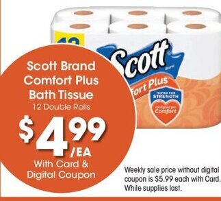Kroger Scott Brand Comfort Plus Bath Tissue offer