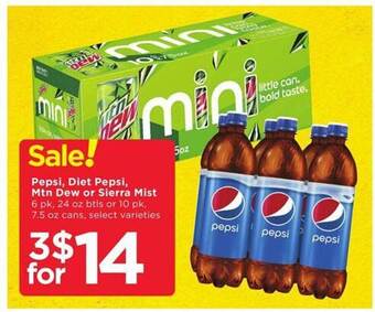 Cub Foods Pepsi, diet pepsi, mtn dew or sierra mist offer