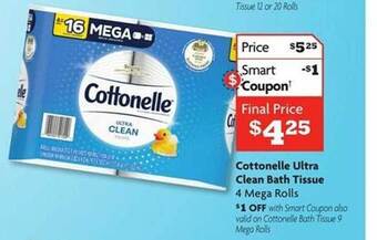 Family Dollar Cottonelle ultra clean bath tissue 4 mega rolls offer