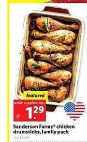 Lidl Sanderson farms chicken drumsticks, family pack offer