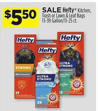 Dollar General Hefty kitchen, trash or lawn & leaf bags offer