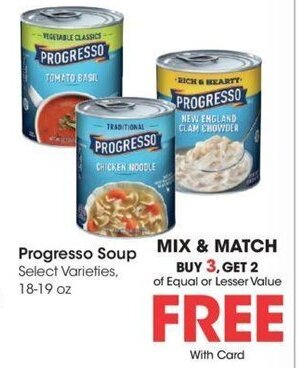 Kroger Progresso Soup 18-19 oz. offer