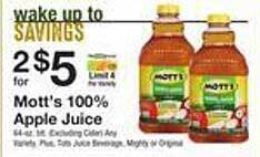 The Fresh Grocer Mott's 100% apple juice offer