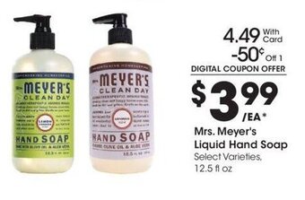 Kroger Mrs. Meyer's Liquid Hand Soap 12.5 fl oz offer