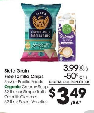 Kroger Siete Grain Free Tortilla Chips 5 oz. offer
