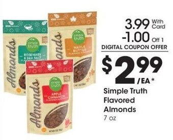 Kroger Simple Truth Flavored Almonds 7 oz. offer
