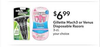 Publix Gillette mach3 or venus disposable razors offer