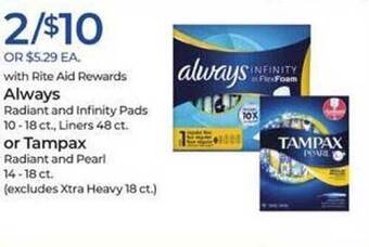 Rite Aid Always or tampax offer