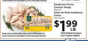 Food 4 Less Sanderson farms chicken wings offer
