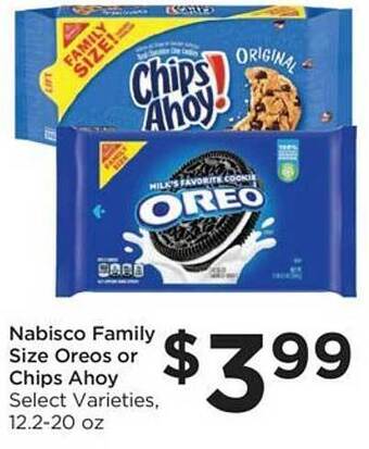 Food 4 Less Nabisco family size oreos or chips ahoy offer
