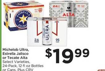 Food 4 Less Michelob ultra, estrella jalisco or tecate alta offer