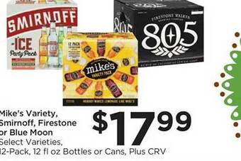 Food 4 Less Mike's variety, smirnoff, firestone or blue moon offer