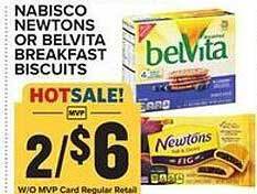 Food Lion Nabisco newtons or belvita breakfast biscuits offer