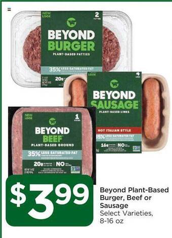 Food 4 Less Beyond plant-based burger, beef or sausage offer