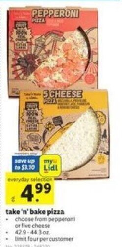 Lidl take 'n' bake pizza offer