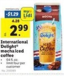 Lidl International Delight mocha iced coffee offer
