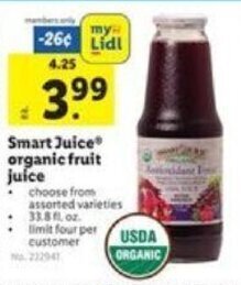 Lidl Smart Juice organic fruit juice offer